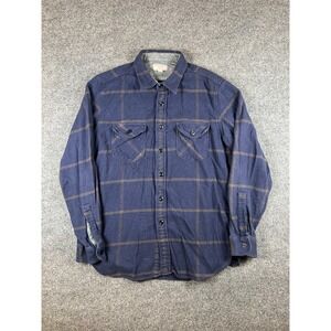 Wallace & Barnes Shirt Mens L Blue Heavyweight Flannel J Crew Thick Cotton